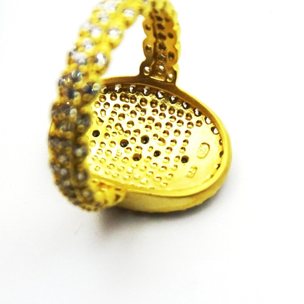 FREIDA ROTHMAN Sterling Silver Black Rhodium CZ Clover Shield Cocktail Ring Sz 8 - Picture 5 of 9